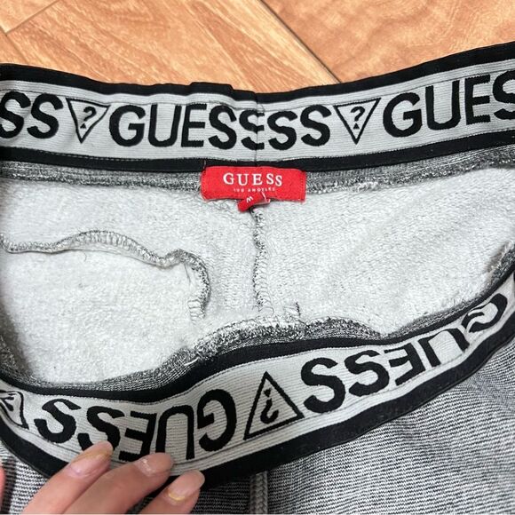 Guess Men Light Gray Jogger Size M Moto Elastic Waist Casual Minimalistic Logo - Picture 4 of 6